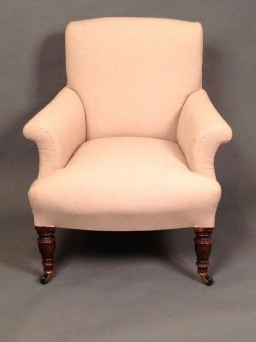 19thc. Mahogany Armchair with Scroll Arms