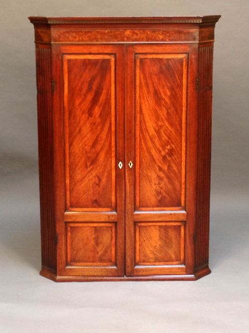Early 19thc. Mahogany 2 Doored Corner Cupboard