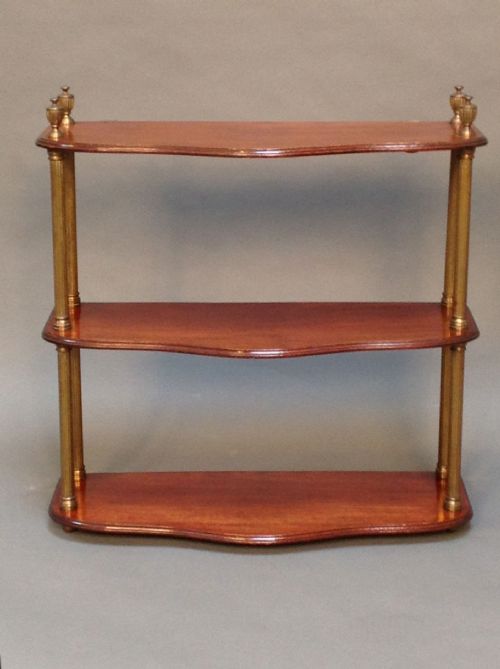 19thc. Mahogany Wall Shelf Bracket with Brass
columns & Finials.