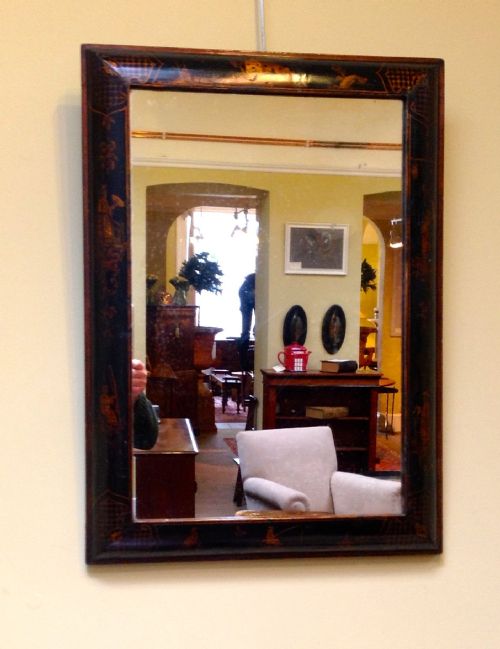 19thc Rectangular Black & Gilt Wall Hall Mirror