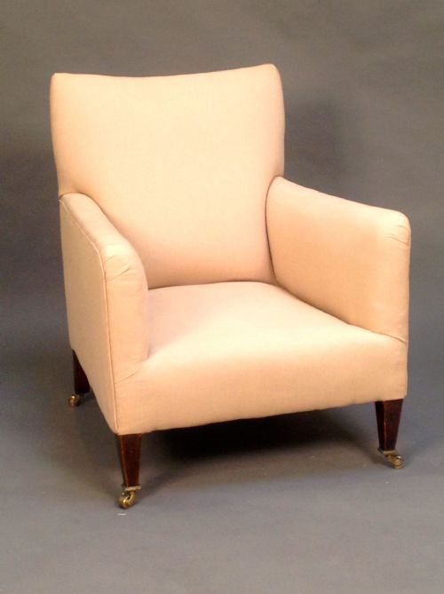 19thc. Mahogany Square Tapered Legged Armchair