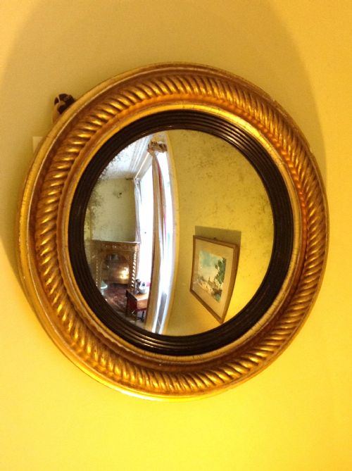 19thc. Gilt Convex Mirror