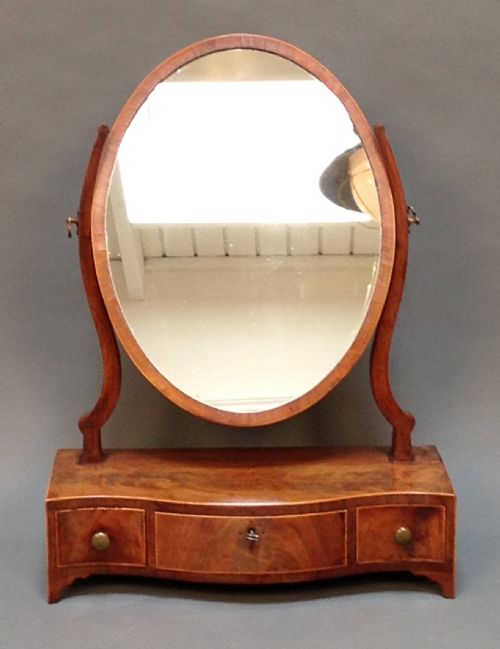 19thc.  Mahogany Serpentine Mirror