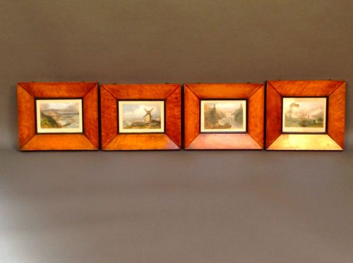Set 0f 4 Bird’s Eye Maple Framed Prints Of
clifton Suspension Bridge, Bath, Stonehaven & Lytham.