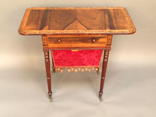 19thc. Rosewood & Boxwood Inlaid Work Table