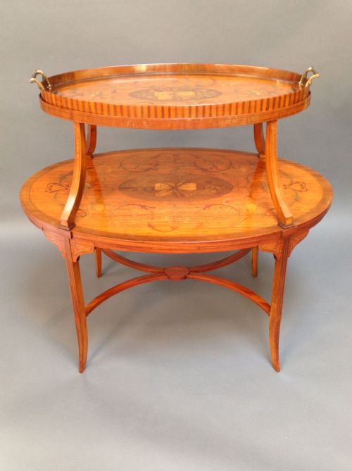 Late 19thc. Satinwood Inlaid & Mahogany Etage
