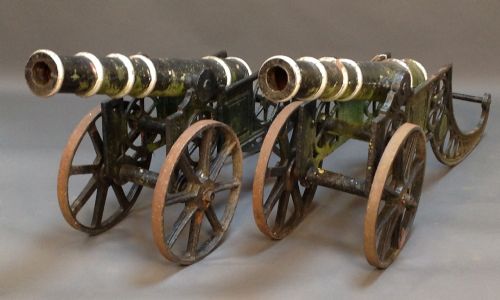 Pair of Early 20thc. Cast Iron Cannons