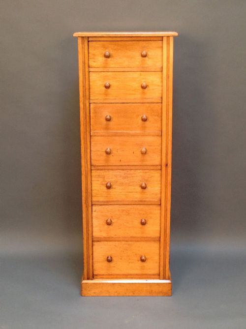 Late 19th C. Oak Wellington Secretaire Chest