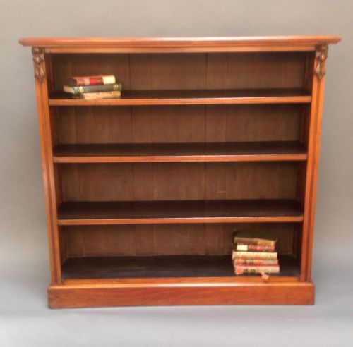 19thc. Walnut Open Bookcase with Adjustable Shelves