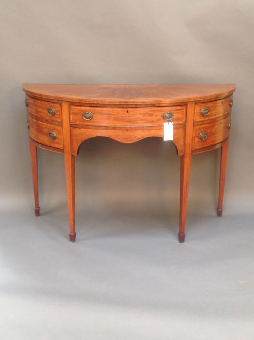 A Sheraton Revival Mahogany & Satinwood Inlaid
demi-lune Sideboard