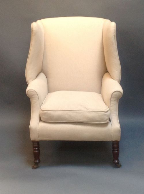 19thc. Mahogany Wing Armchair