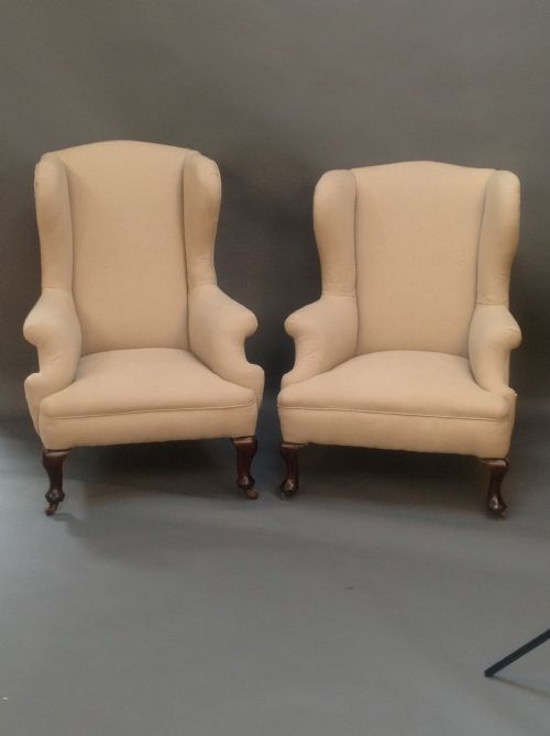 Matched Pair (His & Hers) Wing Armchairs
