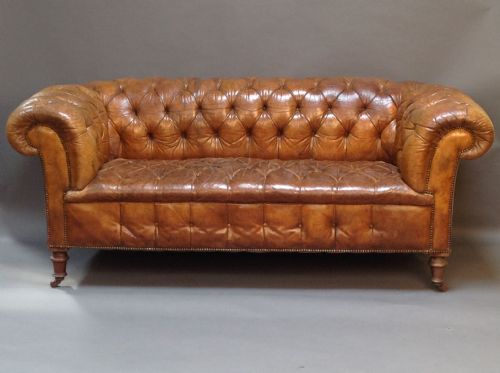 A Magnificent 19th Century Leather Button Back Chesterfield Sofa