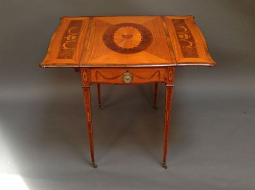 An Exquisite Quality Late 18thc.  Satinwood, Rosewood & Amboyna Inlaid
pembroke Table