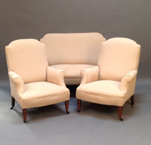 Late 19thc Three Piece Suite Comprising 2 Armchairs & a 2 Seater Sofa