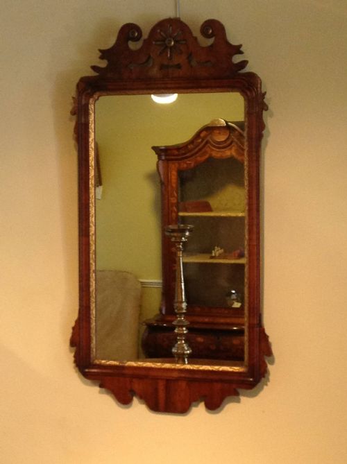 A 19thc Walnut Fret Work Wall Mirror