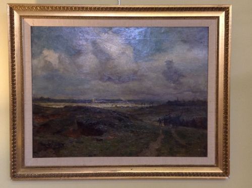 19thc Oil on Canvas of Landscape of a Rural View.