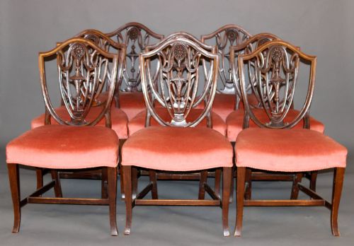 Set of 8 Shield Back Mahogany Dining Chairs