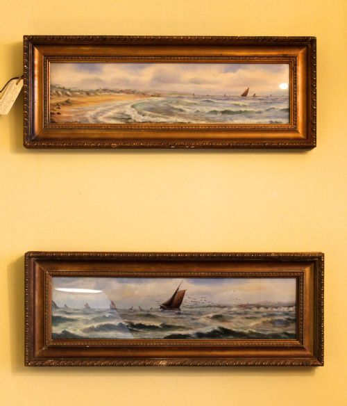 Pair of Early 19th Century Oil on Board
marine Paintings