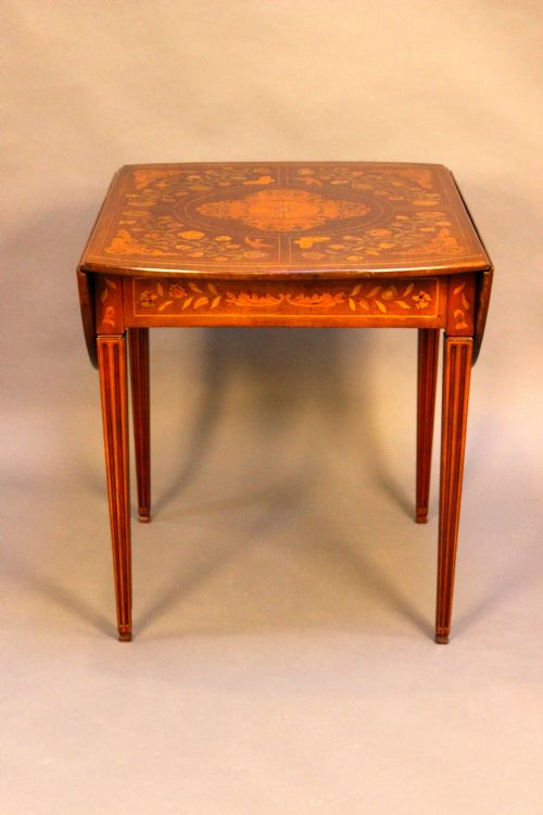 18thc. Walnut Dutch Marquetry Drop Flap Side Table