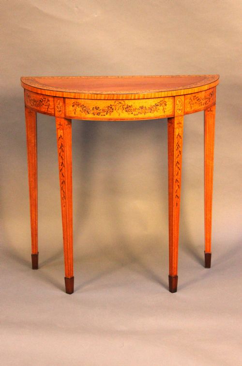 Late 18thc Satinwood & Marquetry Inlaid Pier Table