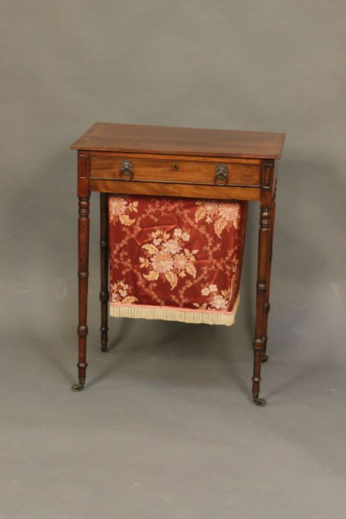Early 19thc Mahogany Two Drawer Work Table