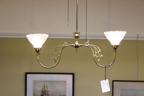 Late 19thc Brass Ceiling Light
