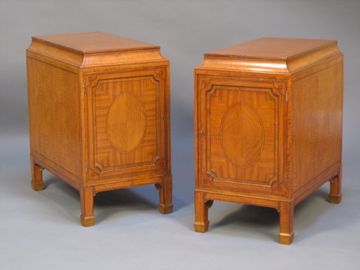 A Pair of Late 19thc Satinwood Bed Side Cabinets