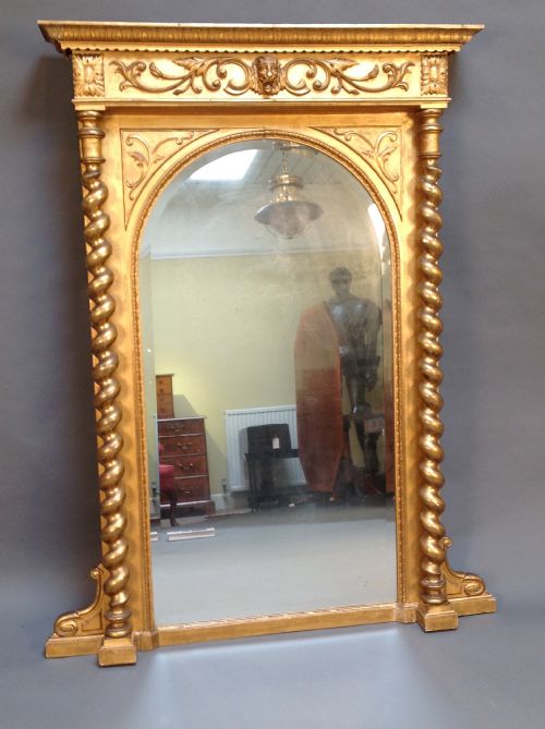 A Mid 19thc Gilt Wood Over Mantle Mirror