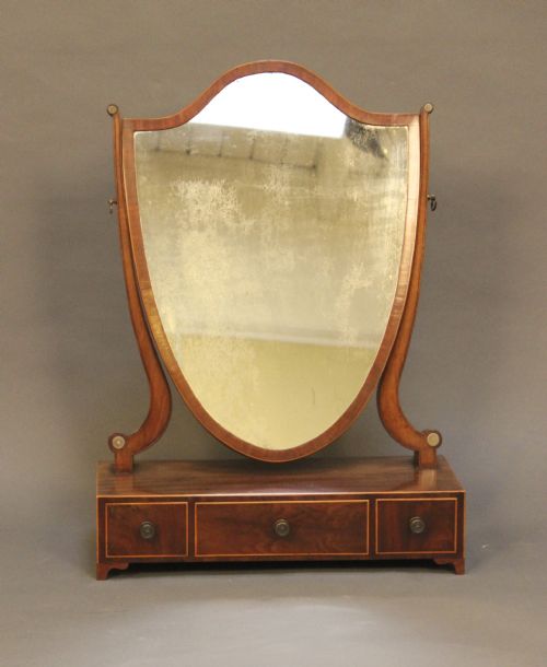 A 19thc Mahogany Shield Shaped Dressing Mirror