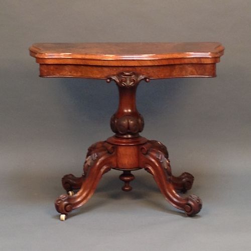 19thc Walnut Card Table