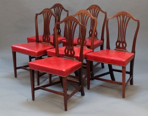 A Set of Six Hepplewhite Design Mahogany Dining Chairs