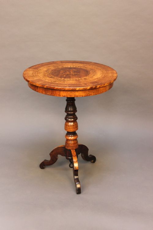 A 19thc Italian Marquetry Pillar Table
