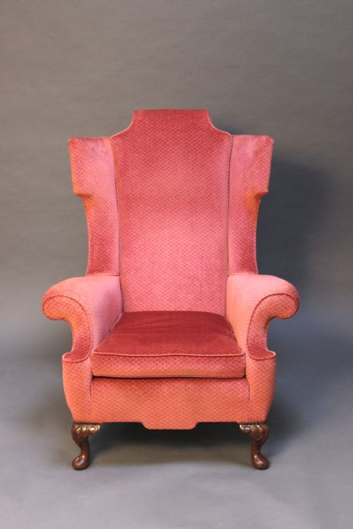A 19thc Fabulously Curvaceous Walnut Wing Armchair