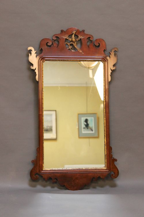 A 19thc Mahogany Fretted Frame Wall Mirror
