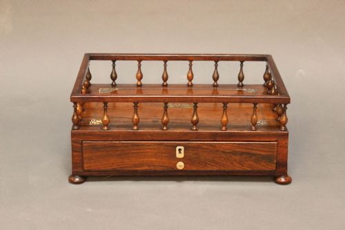 19thc Rosewood Book Trough and Sewing Cabinet