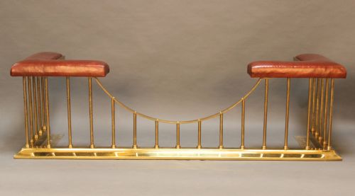 Early 20thc Brass and Leather Club Fender