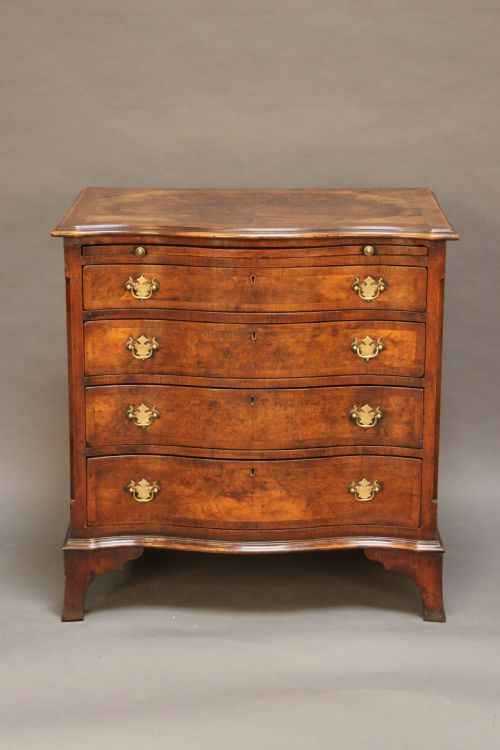 Late 19thc Walnut Serpentine Chest of Drawers