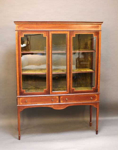 Edwardian Mahogany Display Cabinet on Stand