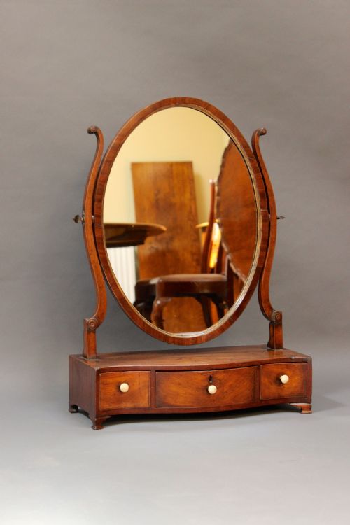 Early 19thc Mahogany Serpentine Fronted Box Dressing Mirror
