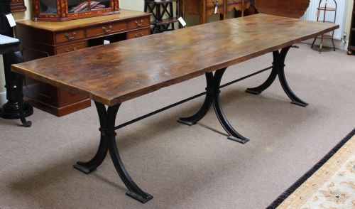19thc Elm Two Planked Refectory Table