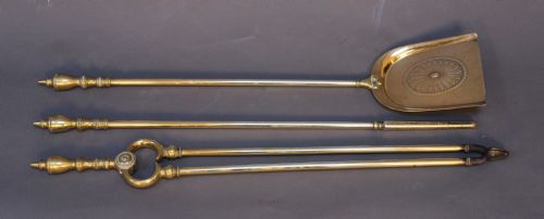 Set of Late 19thc. Brass Fire Irons