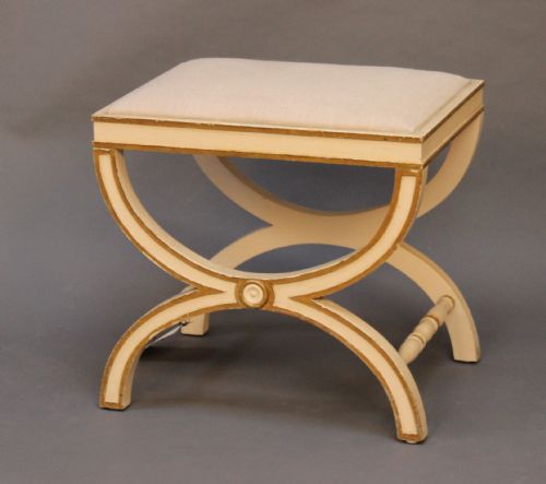 19thc. Gilt & Painted Cross Legged Stool