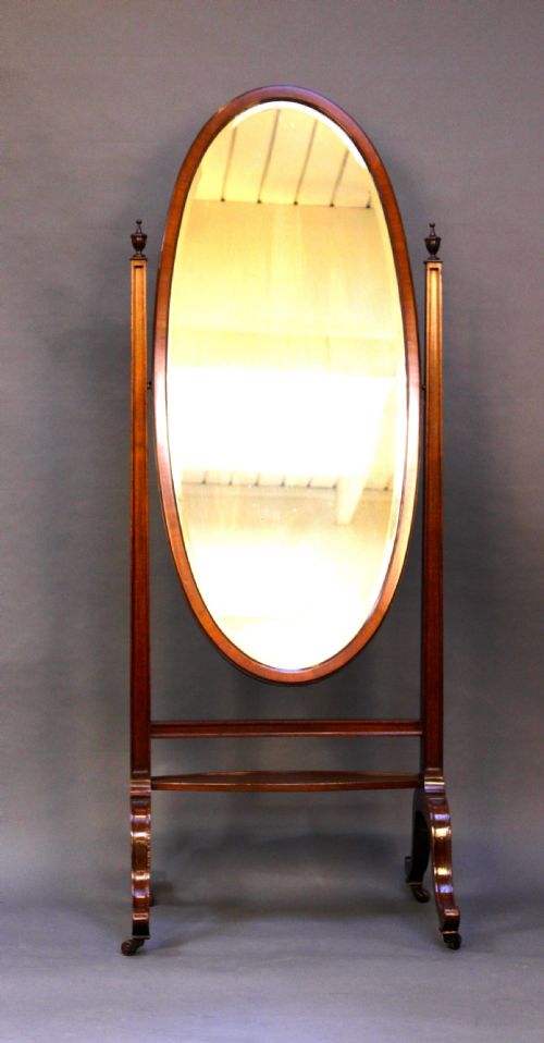 An Early 20thc. Oval Cheval Mirror