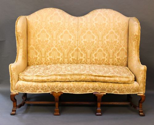 19thc Walnut Eight Legged Camel Back Sofa