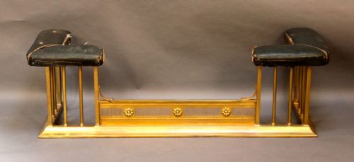 Late 19thc Brass and Leatherette Club Fender