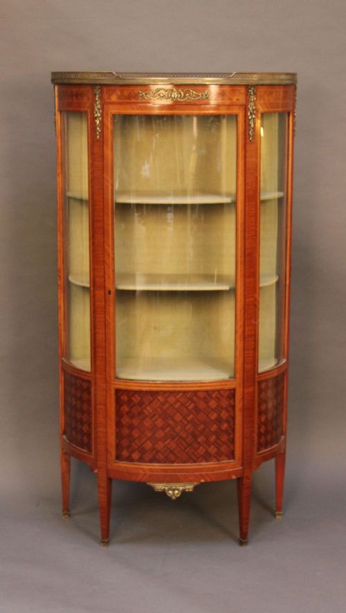 19thc Walnut Vitrine Display Cabinet
