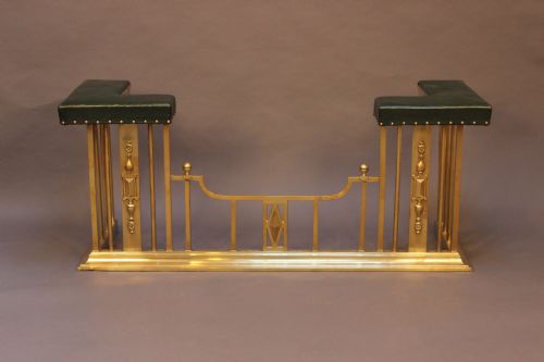 Late 19thc. Brass & Leather Club Fender