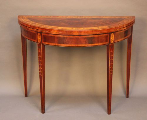 A Georgian Mahogany, Satinwood & Kingwood
inlaid Card Table