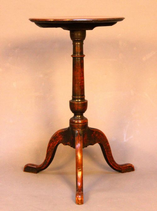 A Good 18thc. Mahogany & Oak Tripod Table.